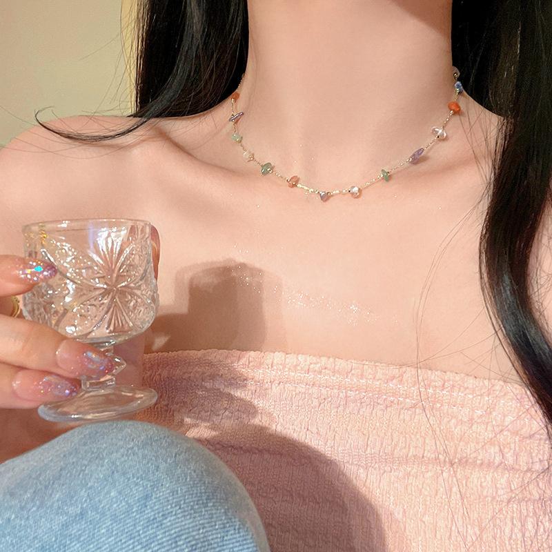 Trendy Charming Colorful Irregular Stone Necklace Bracelet For Women Girls Versatile Gorgeous Jewelry Accessories Gifts