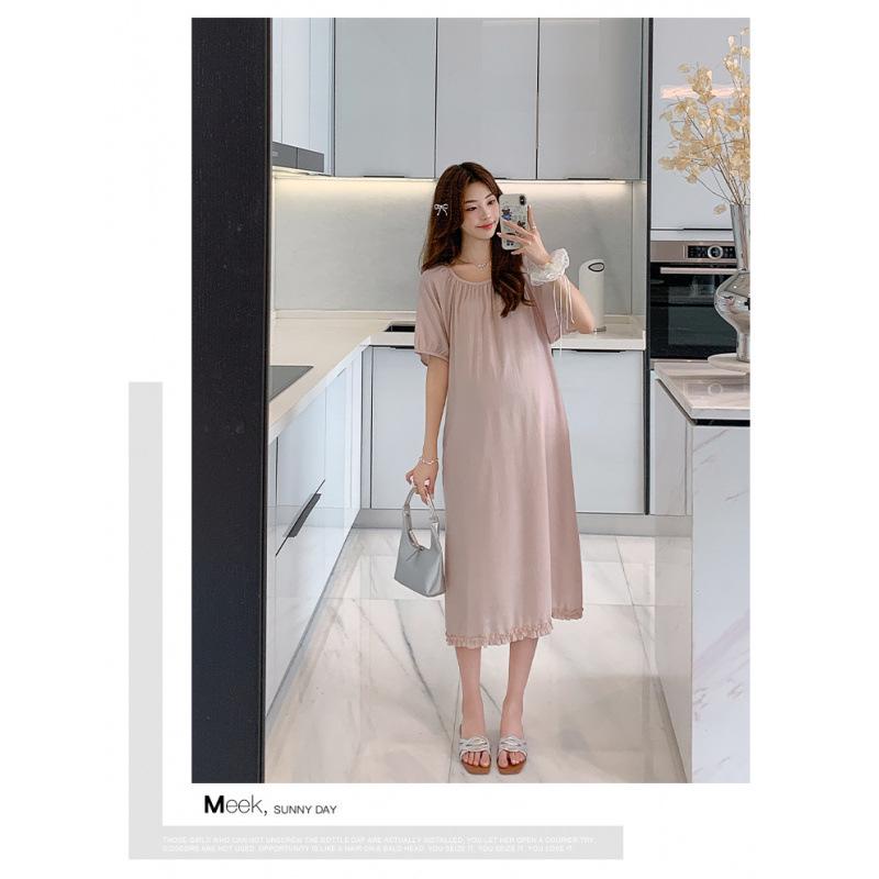 Petite Sweet Style Maternity Chiffon Dress with Pockets - Mid-Length, Summer 2026 Collection M