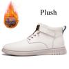 Mens Casual Leather Boots Fashion Ankle Short Boot Winter Super Warm Plush Big Size 47 48