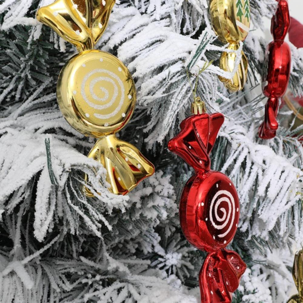 2, Christmas large flat candies, decorative pendants, Christmas tree ornaments, electroplated plastic painted candy ornaments