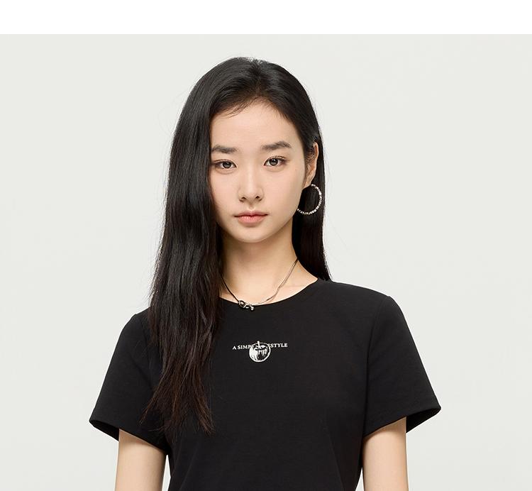 Fashionable and simple round neck letter printed short sleeved T-shirt