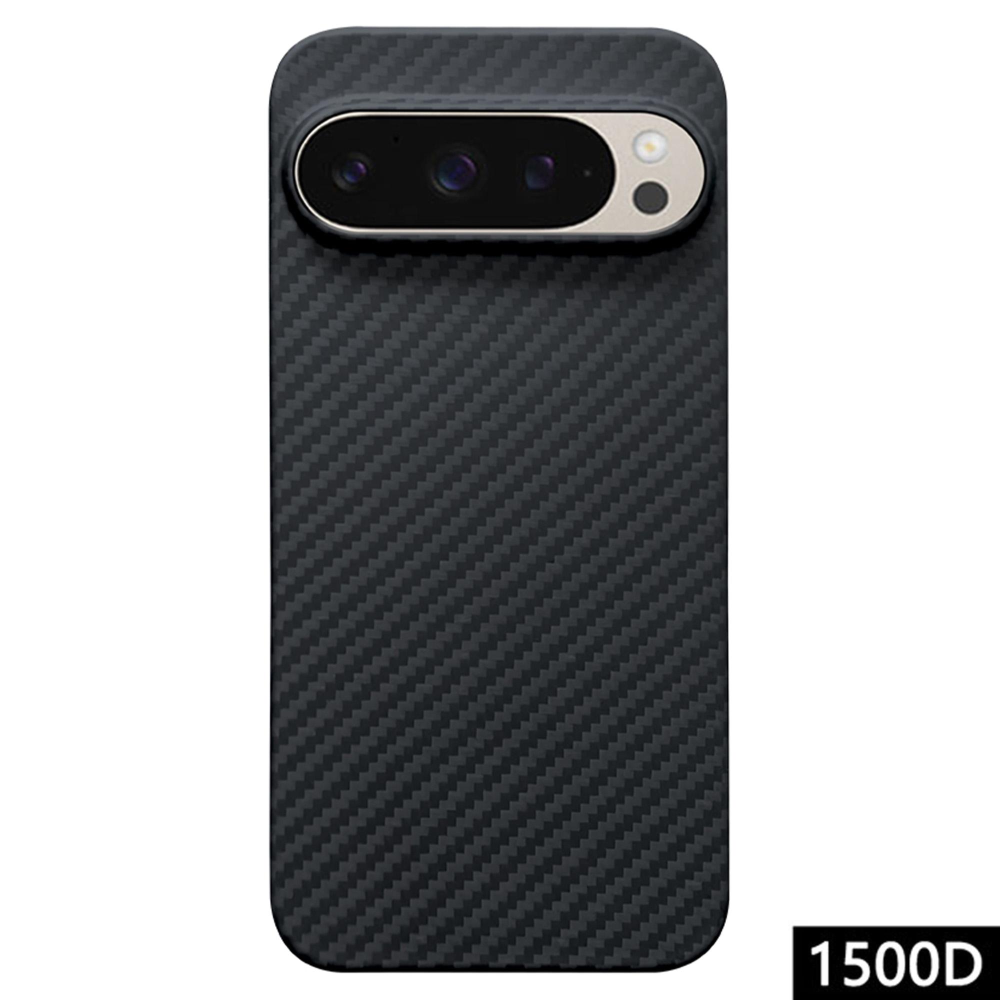 

Чехол 1500D с грубой текстурой для Google Pixel 9 Pro/9 Задняя крышка из арамидного волокна с большим вырезом для объектива Black