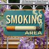 2D Flat 1pc Vintage Metal Sign for Smoking Area, Measuring 12X8 Inches - Features Rustic Teal Wall Art with A Distressed Look and Smoke Graphic