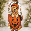 Women Criss Cross V Neck Long Sleeve Halloween Raccoon Witch Pumpkin Print Curved Hem Dress
