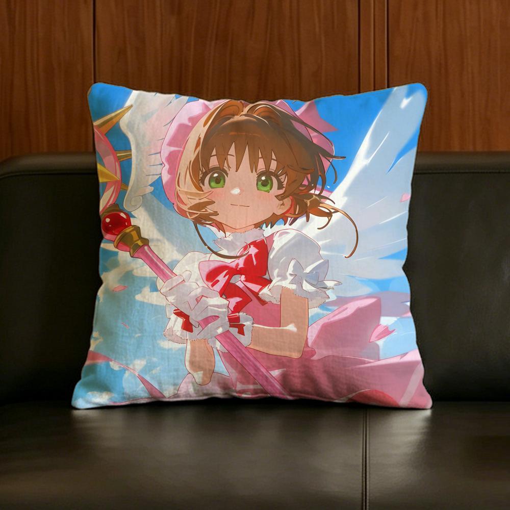 Anime Cardcaptor Sakura Cushion Cover Natural Linen Pillowcase Set AllinOne Decor for Sofa Bedroom Chair