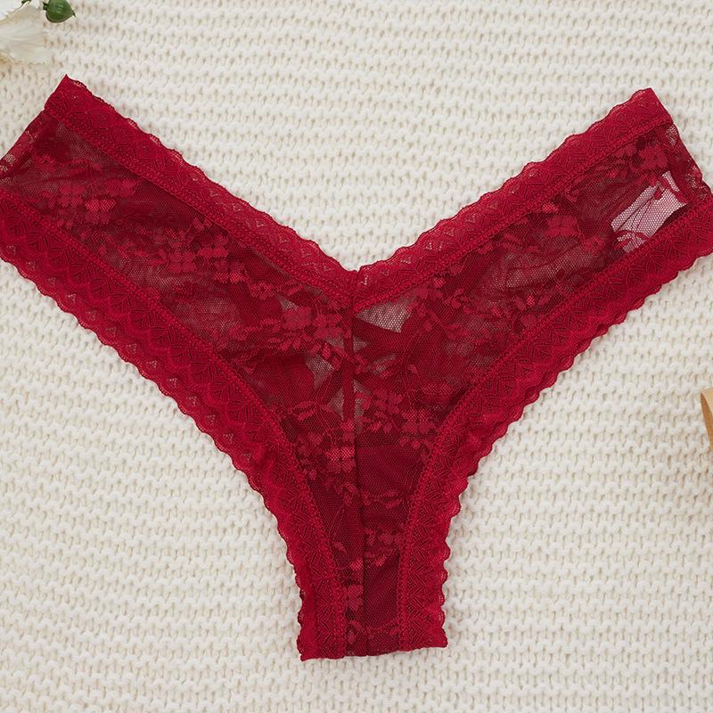 Große Größe Damen Sommer Sexy Spitze Ohne Naht Kreuzbindung Hohl Taille Tanga Unterwäsche