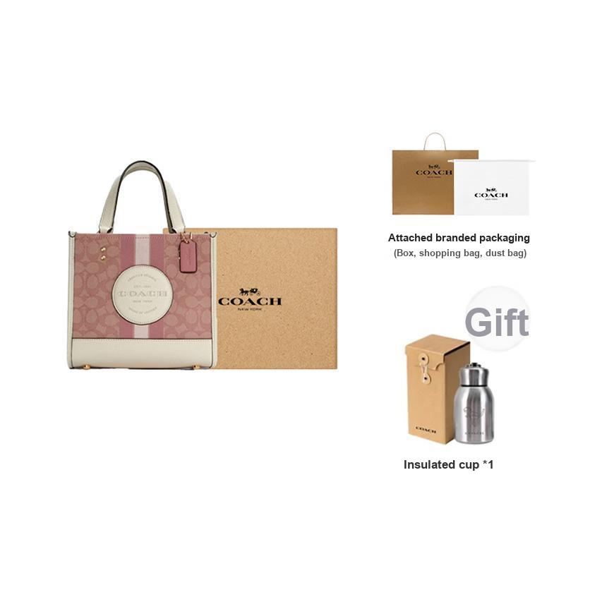 Coach Dempsey 22 Klassische Monogramm-Canvas- und Ledertasche Damen-Tragetaschen Kirschblütenrosa C7965-IMSXX