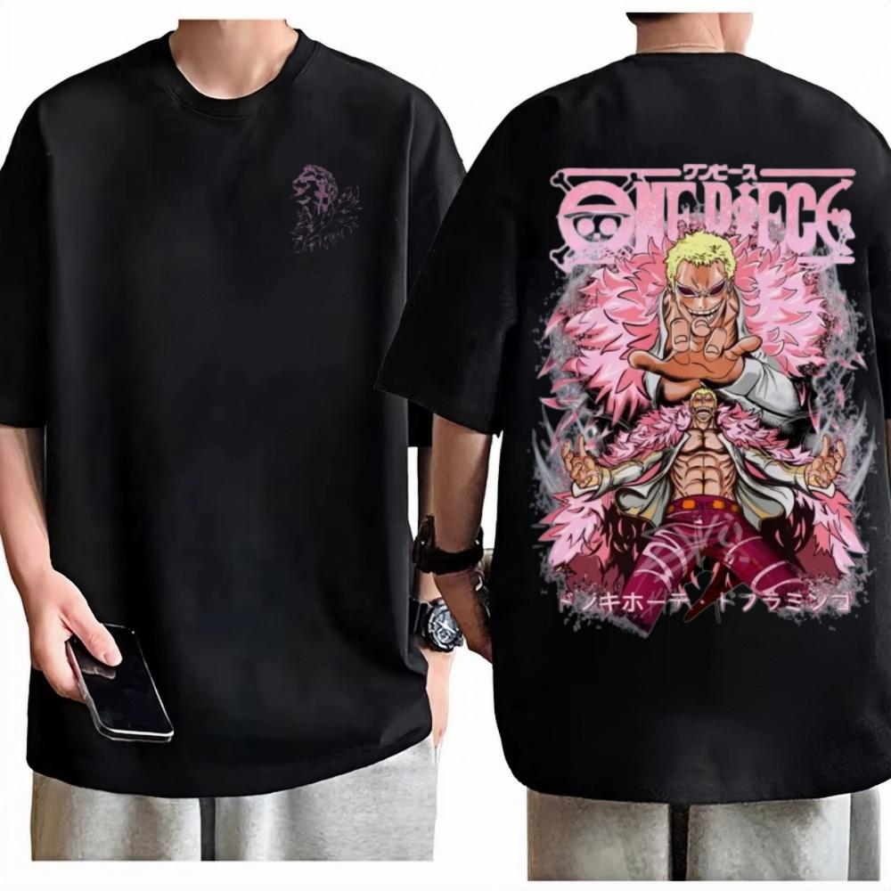 

One Piece Doflamingo TShirt Unisex Gothic Anime Graphic Print Pure Cotton Crew Neck Casual Street Fashion Tops For Men Women S