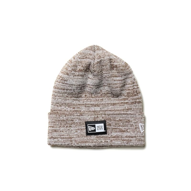 

[New Era] box logo cuff knit hat walnut/white FREE BASIC CUFF KNIT BOX WPATCH WAL WHI