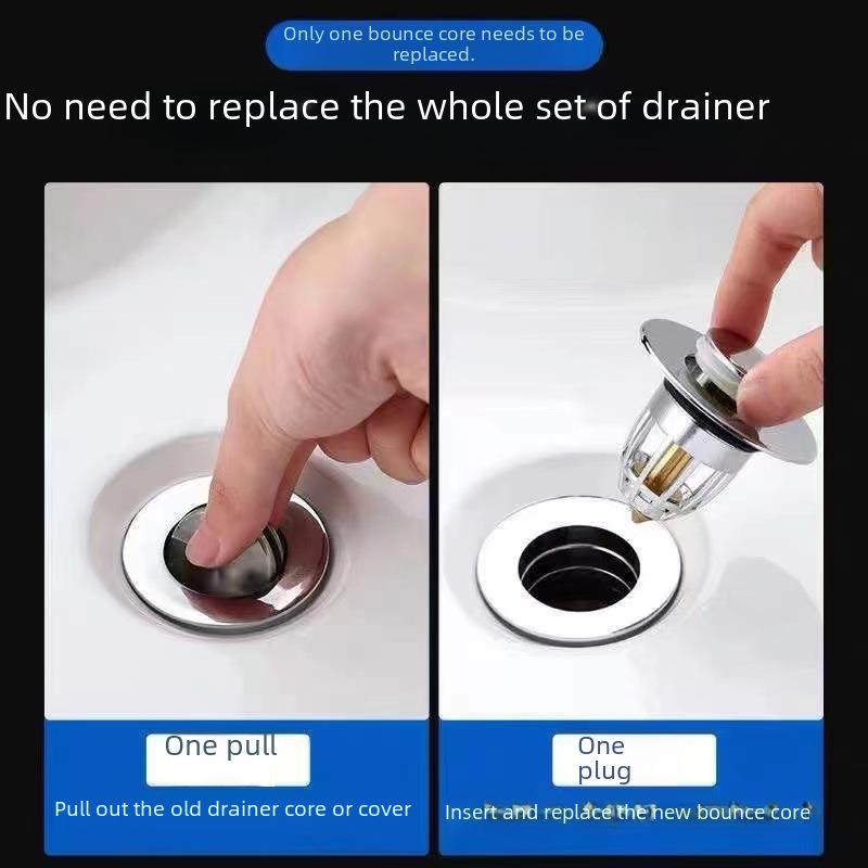 Bounce Core Press Filter: Wash Basin Drain & Leak Plug Accessories