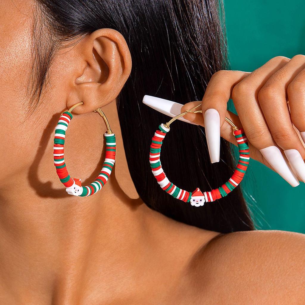 Christmas Tree Bow Colorful Garland Earrings Personalized Bell Christmas Series Earrings Women