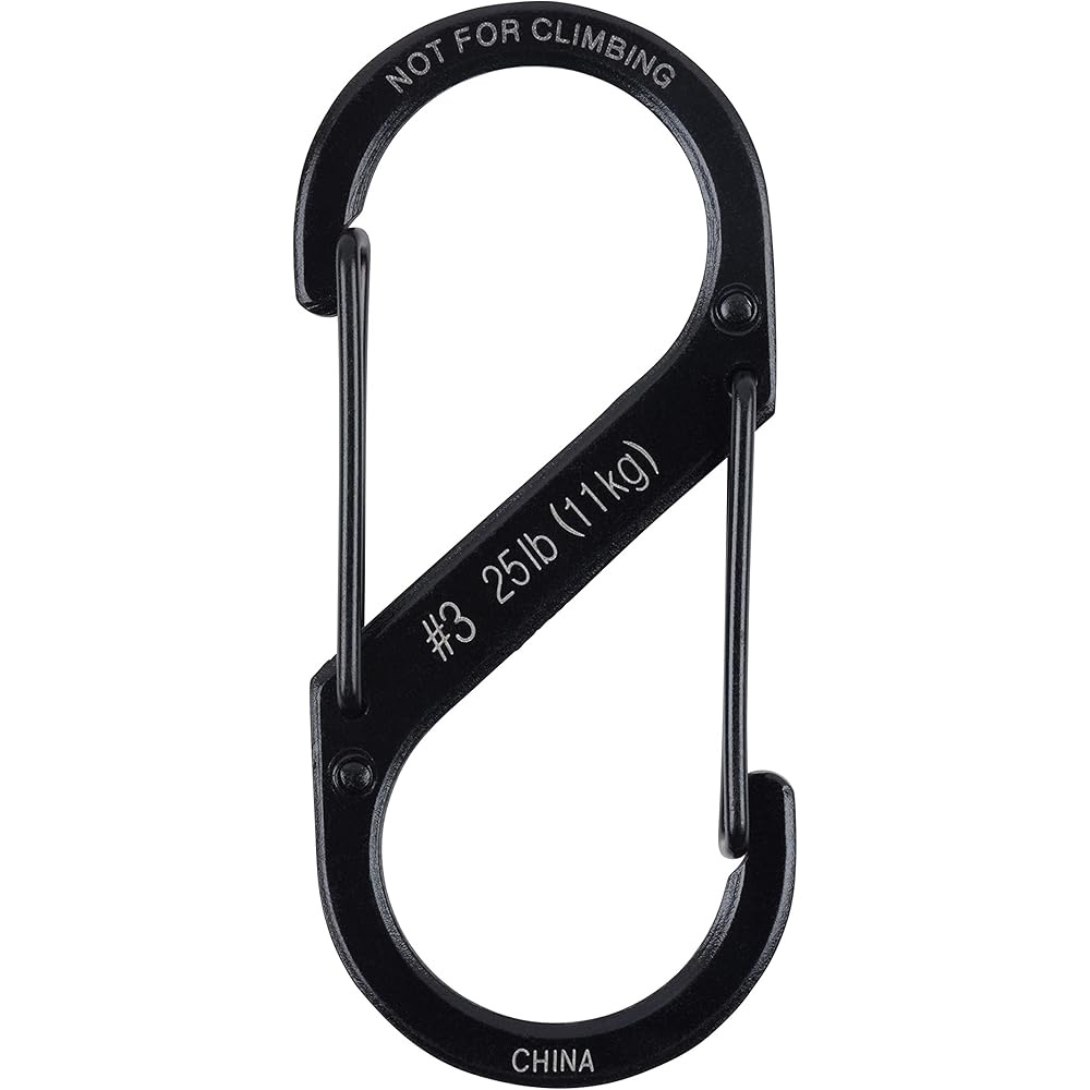 Night Eyes S-Biner Stainless Steel #3 Black Multi-Use Clip Keychain Tool