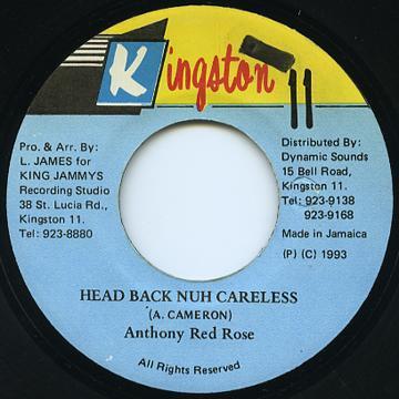 

7inch Record ANTHONY RED ROSE - Head Back Nuh Careless NONE KINGSTON 11 1993 Jamaica Reggae, Ska & Dub Used