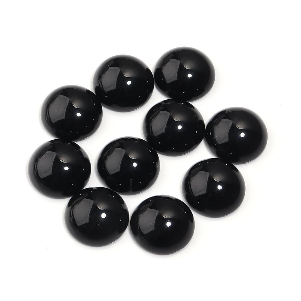 5/10pcs Natural Stone Cabochon Black Agate Round Flatback Cabochon Loose Beads For Jewelry Making DIY Ring Pendants Accessories