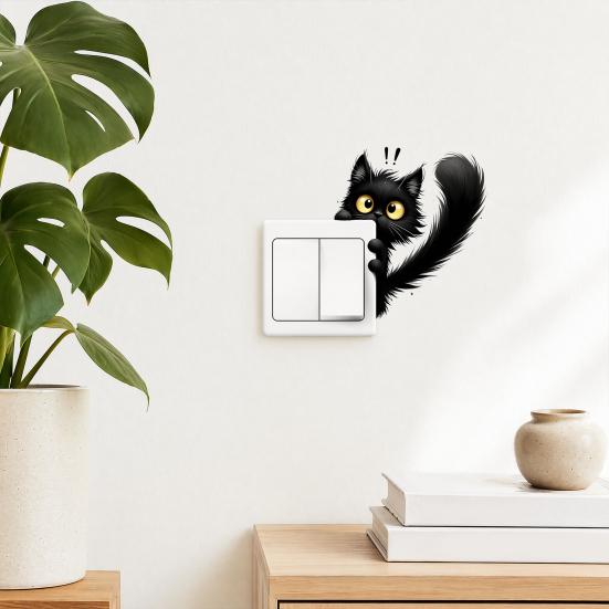 Luminous Light Switch Decals, Glow in The Dark Cute Cat Switch Sticker, Cartoon Animal PVC Wall Art Mural for for Bedroom Living Room