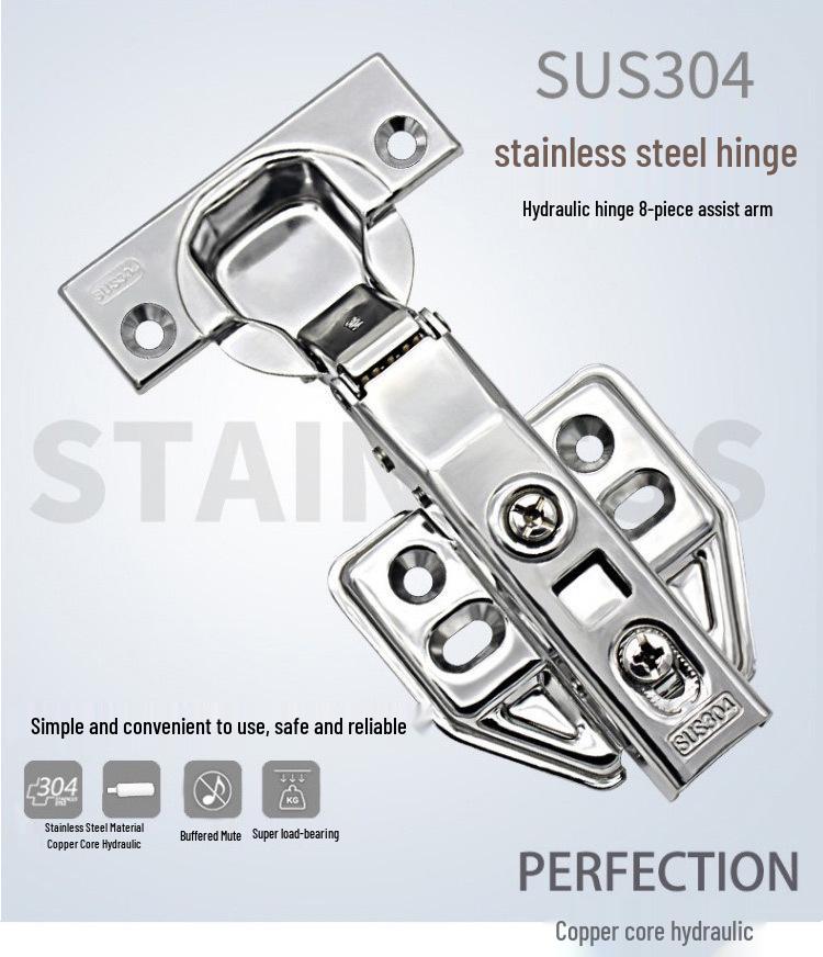 304 Stainless Steel Hydraulic Door Hinge with Damping Buffer and Spring Mechanism