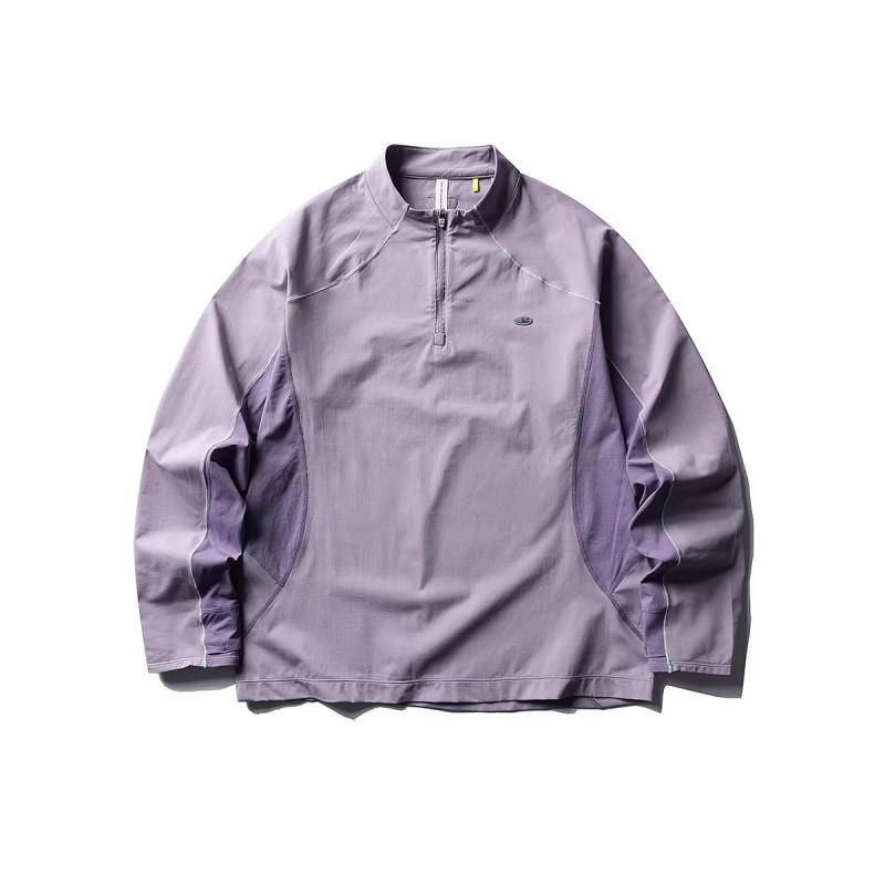 Mens Womens Quick Dry Long Sleeve T-Shirt With Half Zip Collar Loose Fit UV Protection Hiking Sport Shirt