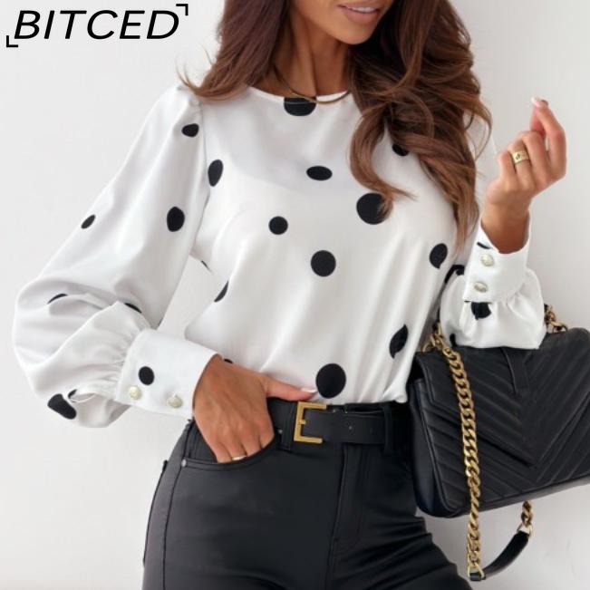 BITCED Women's Autumn Tops Long Sleeve Shirt Printed Blouse
