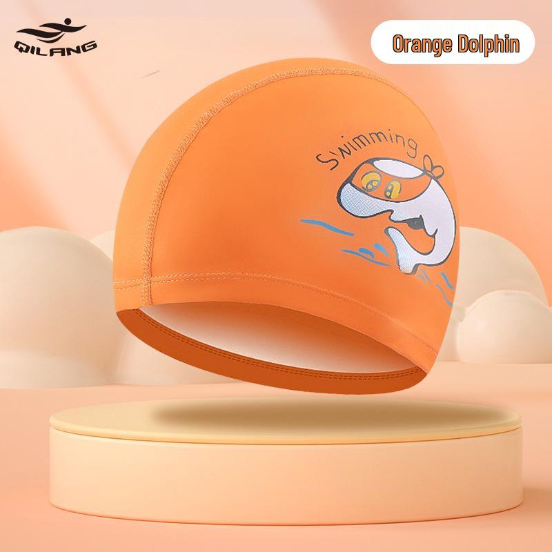 Kids' Cartoon Swim Cap with Waterproof Ear Protection & High Elasticity - Comfortable PU Cap for Boys & Girls, Customizable Logo Available.