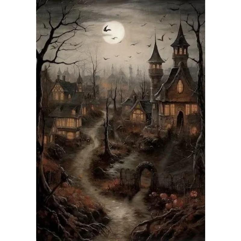 Dark Academia Art Witch's Black Cat Poster Prints For Gallery Home Decor Gothic Crow Haunted House Canvas Painting Wall Art