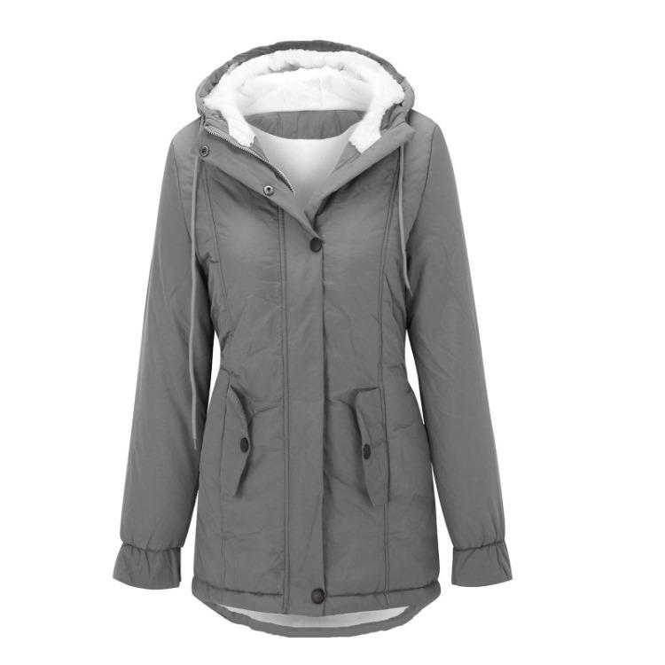 Women Fleece Hooded Coat Lamb Wool Cotton Padded Winter Fashion Coat