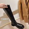 Shoe Shrink Horse Leather Round Head Thick Sole Thick Heel Skinny Medium Long Knight Boots