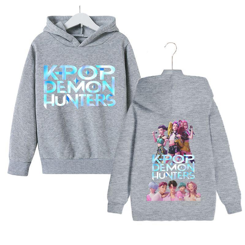 KPop Witch Hunter's Stylish Loose Hoodies for Boys and Girls, Autumn and Winter Children's Fleece Hoodies