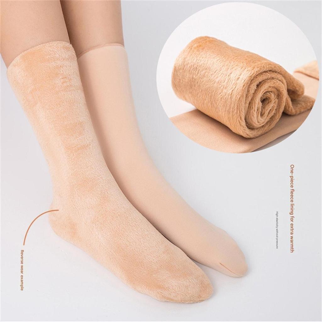 Herren- und Damen-Herbst- und Winter-nichtausbleichende, fleecegefütterte, verdickte Schneesocken, lässige Haussocken, Bodensocken, pillingfest s