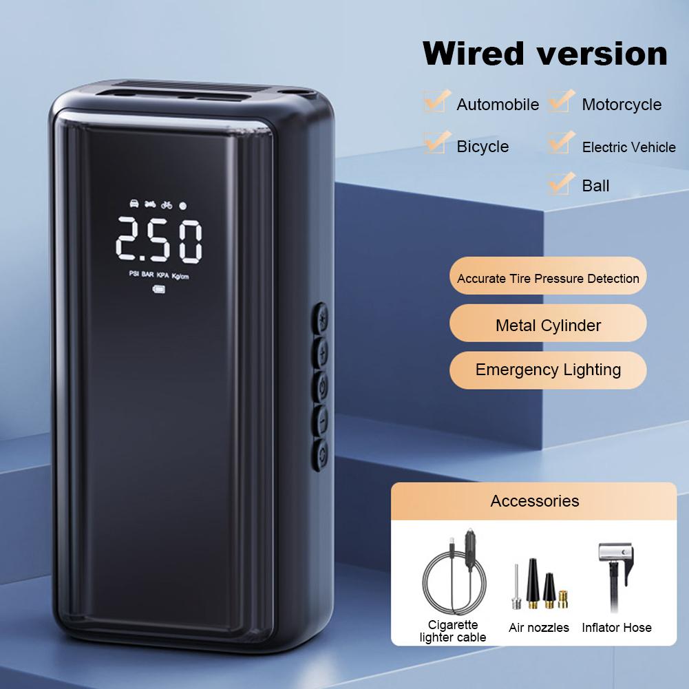 Bike Electric Air Pump Rechargeable Portable Air Compressor Bicycle Tire Pump Wireless Air Pump for Bicycle Motorcycle and More 150PSI Wired