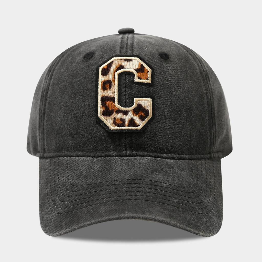 Vintage Leopard Heart Embroidered Cotton Baseball Cap For Women