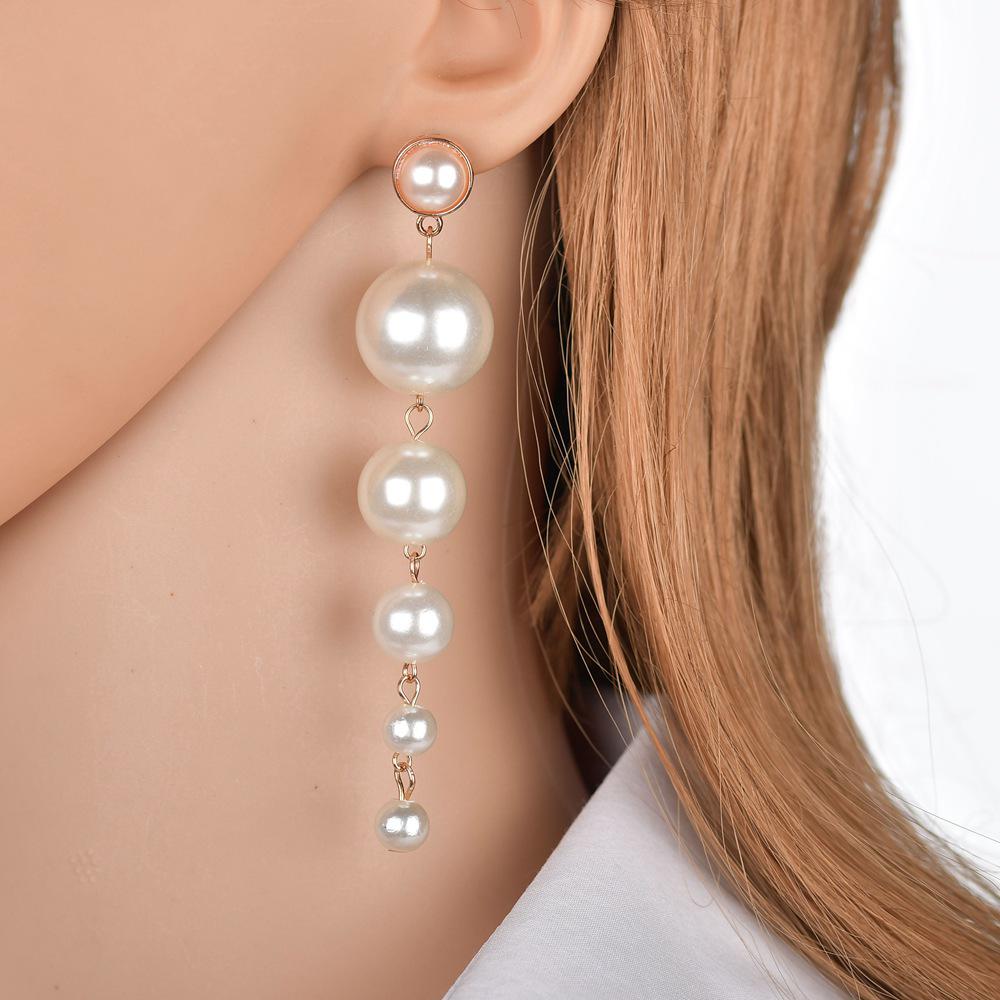 Trendy European & American-Style Imitation Pearl Pendant Earrings for Women