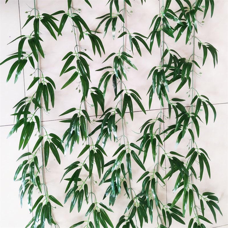 2-Meter Green Bamboo Leaf Vine - Plastic Hanging Ceiling Decoration