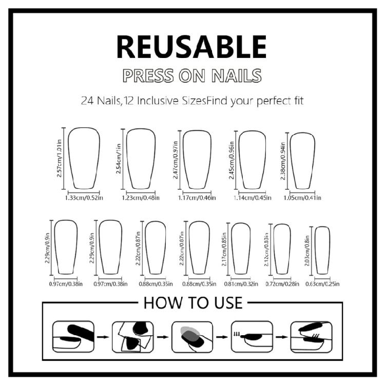 Square French Tips Fake Nail Glues On Nail Stick On Nail Flower Press On Nail Artificial False Nail for Womens Girls