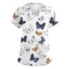 Women's Fashion Short Sleeve Cute Animal Printed V-Neck Pocket Workwear Tops