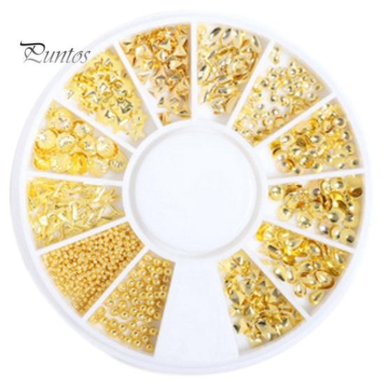 1 Box Nail Art Accessories 3D Metal Rivets Moon Star Shape DIY Manicure Reusable Nail Charm Jewelry Nail Art Manicure Accessories