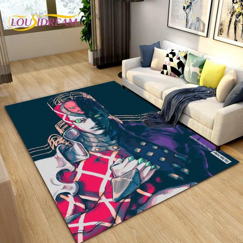 Jojo's Bizarre Adventure Anime-Teppich, Teppich für Wohnzimmer, Schlafzimmer, Sofa, Fußmatte, Dekoration, rutschfeste Bodenmatte für Kinderspiele