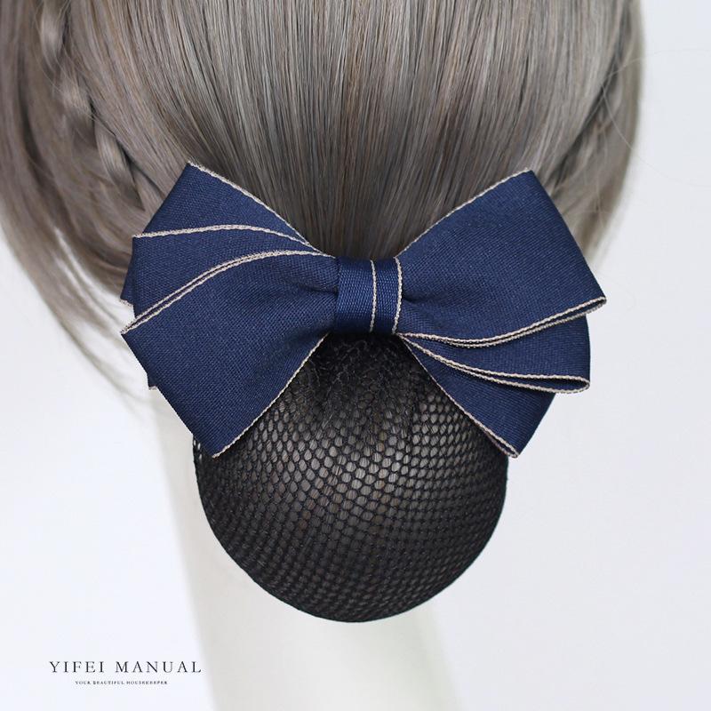 Head Flower Female Vocational Nurse Hairnet Bank Flight Attendant Special Disc Hair Net Pocket Bow Hairpin Tooling Headdress