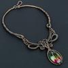 Bi-Color Tourmaline Necklace Jewelry, 999 Copper Wire Wrapped Gemstone Necklace Handmade Jewelry, For Memorial Day