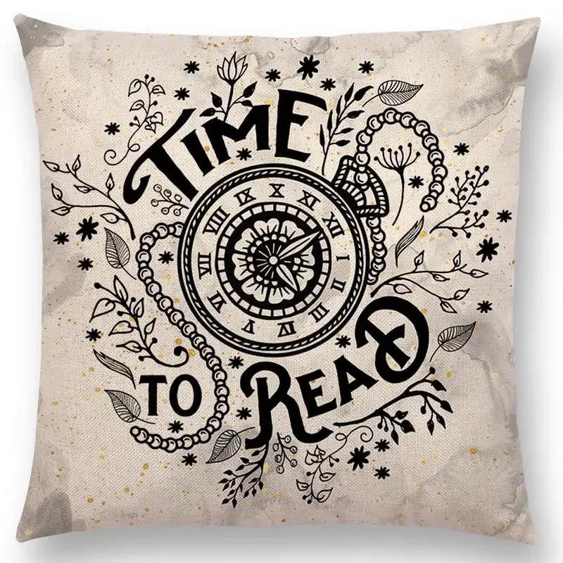 Tea Reading Books Pillow Case Home Decor / Cushion Cover Designer Pillow Cover for Sofa Bedroom Housse De Coussin