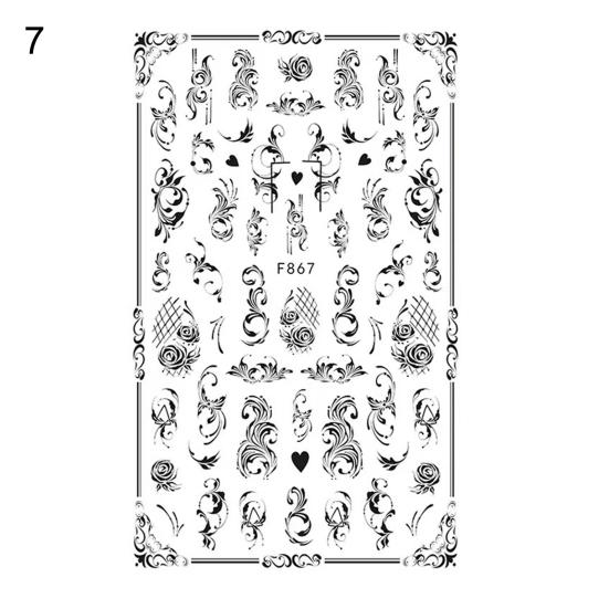 Nail Transfer Sticker Fabulous Decorative Colorful Exquisite Black White Floral Art Stickers for Female