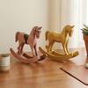 Wooden Rocking Horse Figurine Vintage Horse Statue Sculpture Home Office Living Room Bookshelf Desktop Decoration Ornament