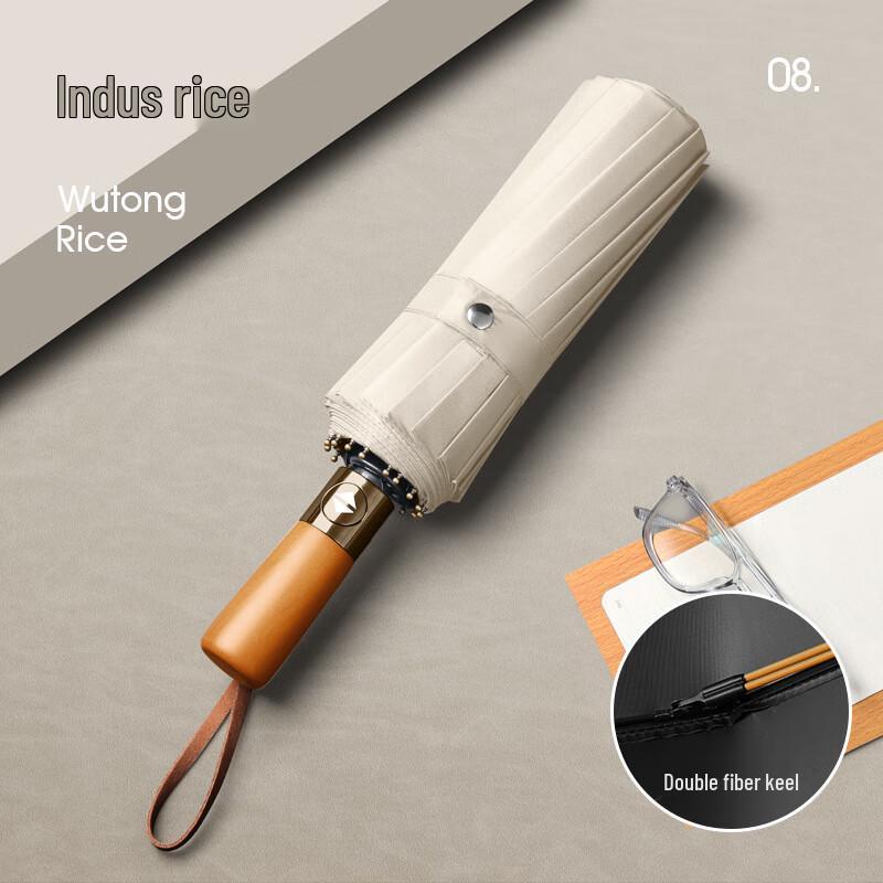Nanqiao Premium Automatic 16-Rib Folding Umbrella with Wooden Handle