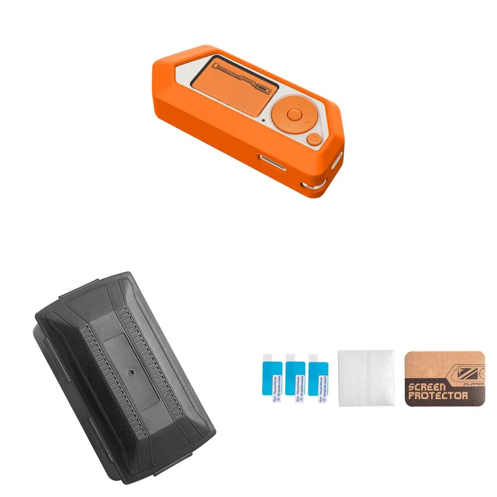 For Flipper Zero 3-piece Set Silicone Case+Screen Protector+Hard Case Shockproof Anti-slip Protective Cover Game Accessories