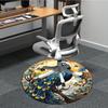 1pc Peacock Art Nouveau Office Round Area Rug, Under Office Chairs Bedroom Living Room Home Decor, Room Deco, Available in Various Sizes