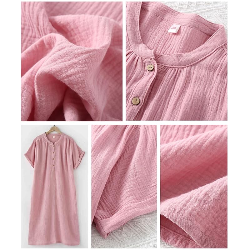 [House Yayoi] Room Dress Pajamas Cotton Blend Gauze Ladies for Summer Short Sleeve Indoor Wear Nightwear Relax Room Wear Room Wear Birthday Round Neck