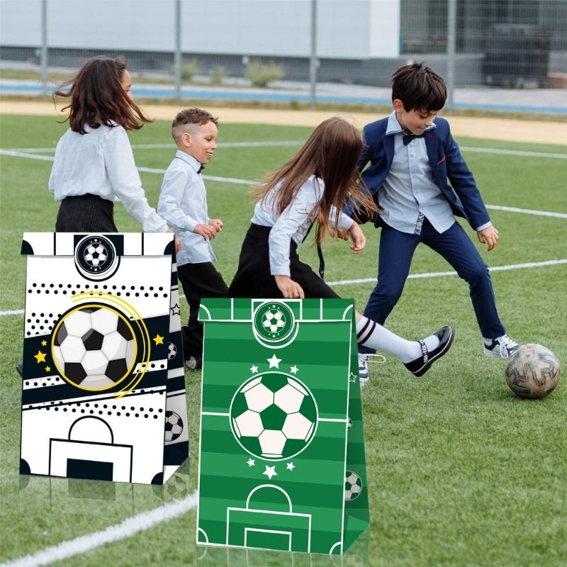 Kraft Paper Sticker Bags Football Theme Decoration Handmade Party Supplies J0MC