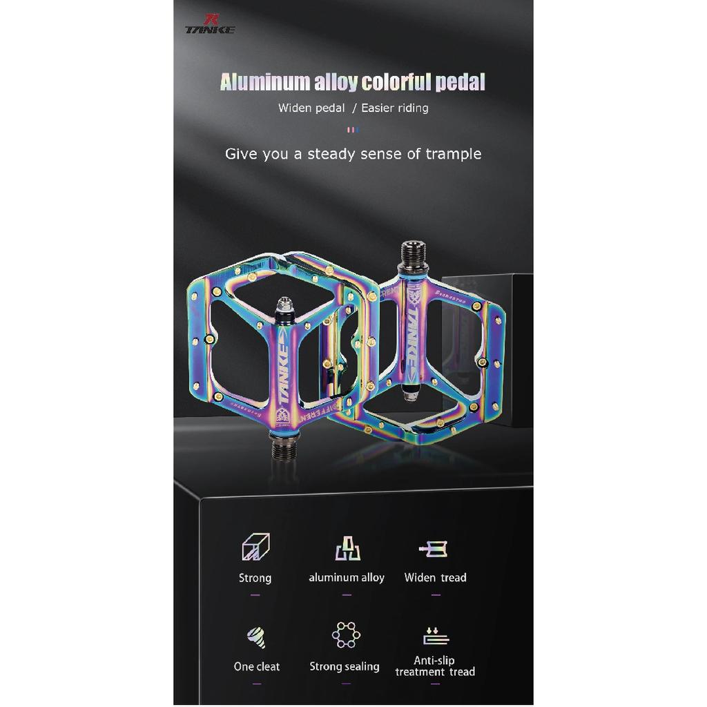 TANKE MTB Pedals Lightweight Aluminum Alloy Non-slip Bicycle Pedal (10 Non-Slip Pins/Side)with Grease&Bearing Bike pedal TP-50