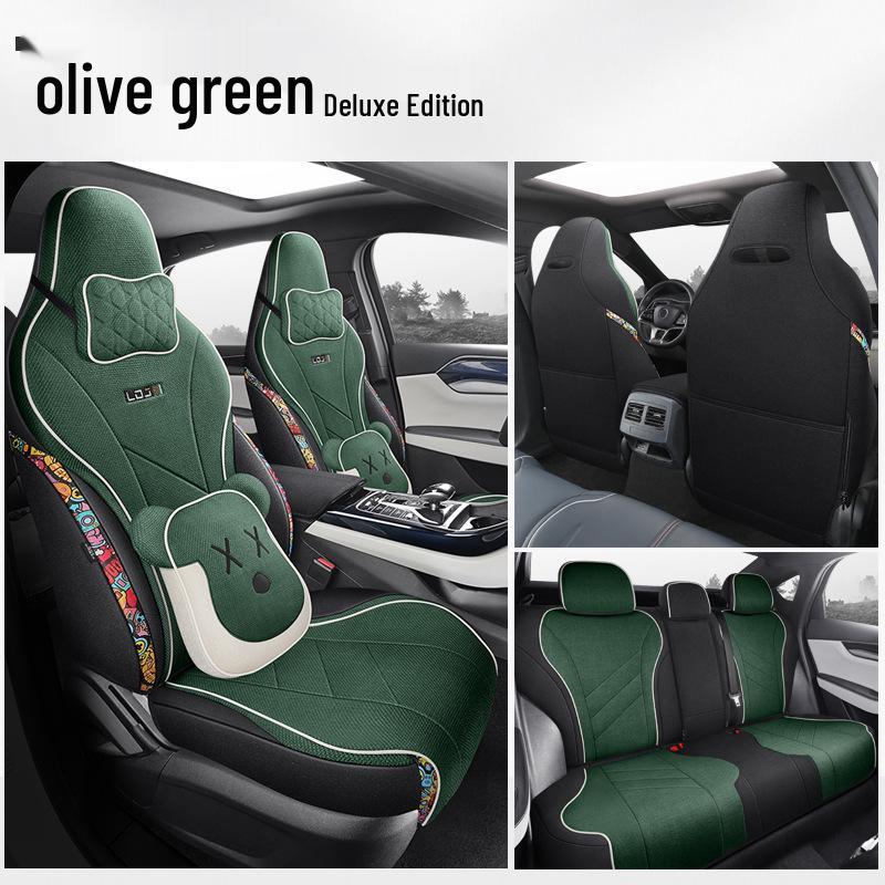 BYD Qin Plus All-Season Linen Cartoon Car Seat Cover