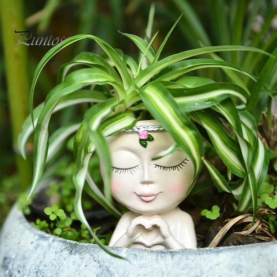Doniczka na kwiaty w kształcie twarzy Love Style Girl Head Plant Pot Small Lady Face Planter dla sukulentów do wnętrz i na zewnątrz, centralny element biurka do salonu