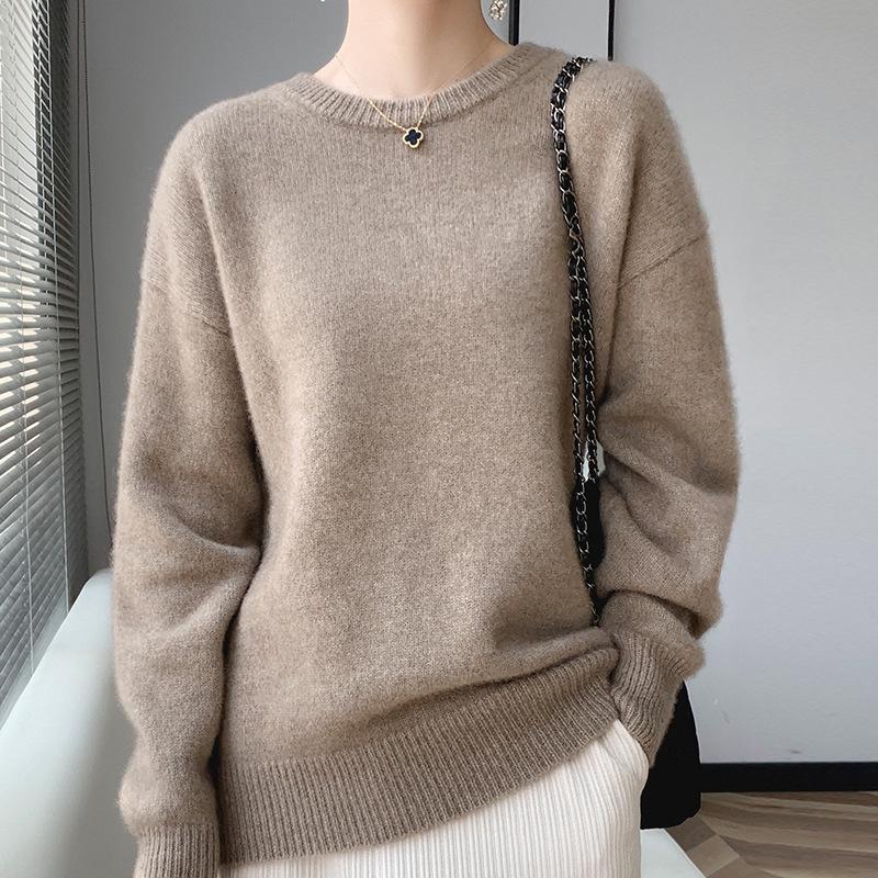 2023 Autumn/Winter Women's Drop Shoulder Pure Wool Knit Sweater - High-End, Loose, Lazy Style Inner Wear.